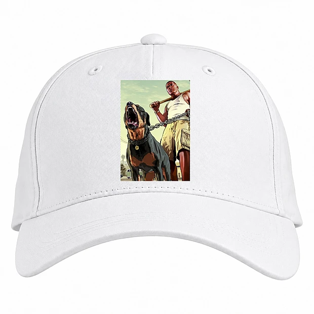 Baseball cap with Print GTA Franklin Clinton With Chop Print - white