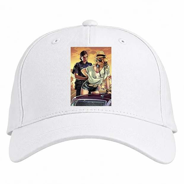 Baseball cap with Print GTA Arrest Print - white