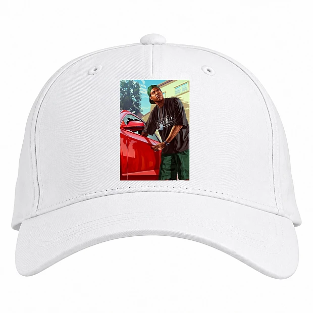 Baseball cap with Print GTA Stealing Car - white