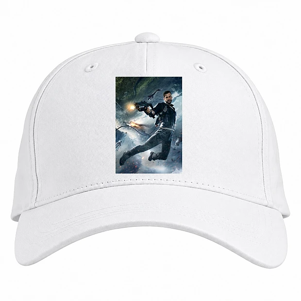 Baseball cap with Print Just Cause Powerful Hero - white