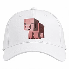 Baseball cap with Print Minecraft Pig - white