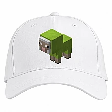 Baseball cap with Print Minecraft Little Green Sheep - white