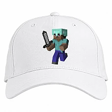 Baseball cap with Print Minecraft Steve With Sword - white