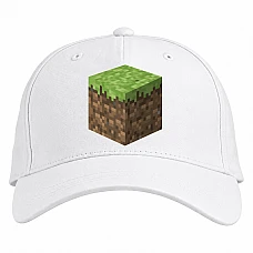 Baseball cap with Print Minecraft Block - white
