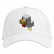 Baseball cap with Print Minecraft Chicken - white
