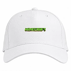 Baseball cap with Print Minecraft Green Logo - white