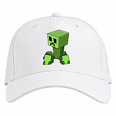 Baseball cap with Print Minecraft Creeper Print - white