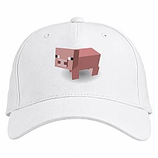 Baseball cap with Print Minecraft Cute Pig Print - white