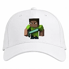 Baseball cap with Print Minecraft Hero - white