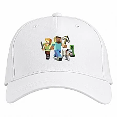 Baseball cap with Print Minecraft Heroes - white