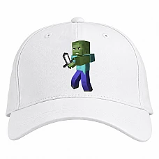 Baseball cap with Print Minecraft Zombie Sword - white