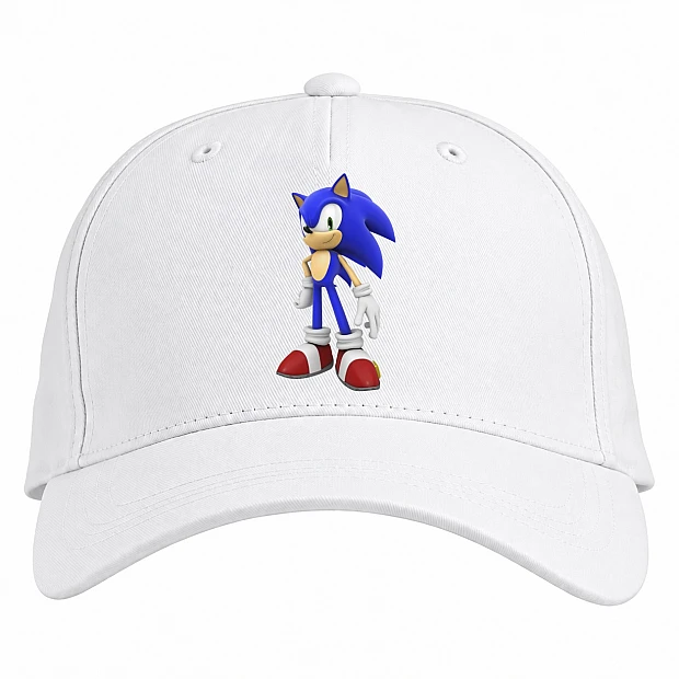 Бейсболка с принтом Соник Герой - белая