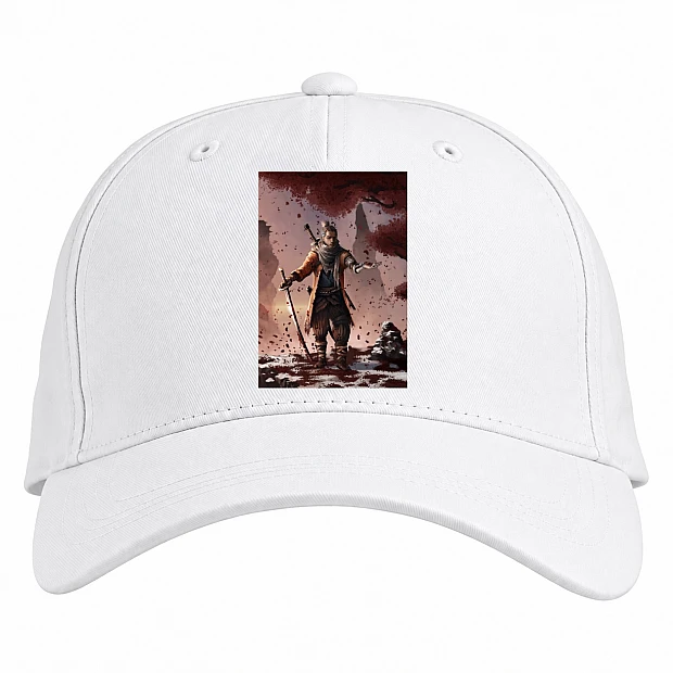 Baseball cap with Print Sekiro Shadow Die Twice Print Main Hero - white