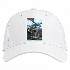 Baseball cap with Print The Elder Scrolls Dragons Battle - white