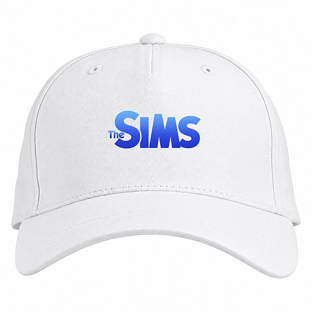 Baseball cap with Print The Sims Blue Logo - white