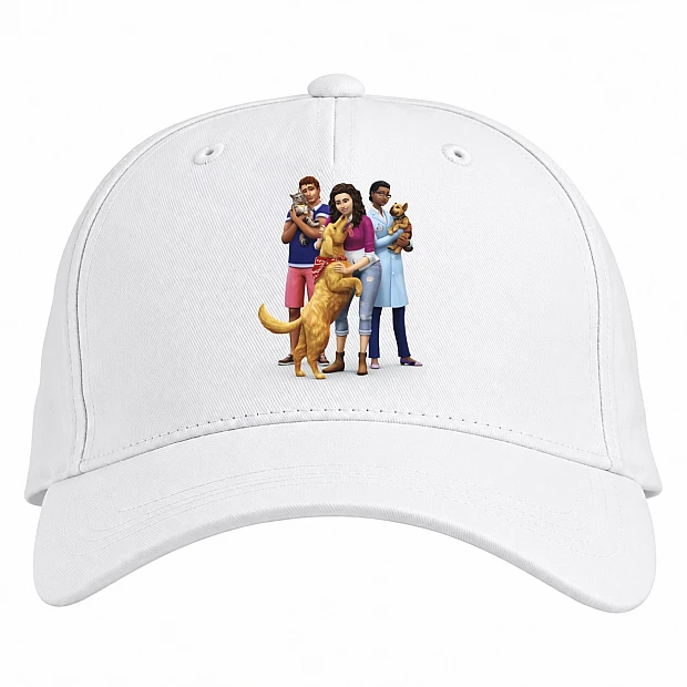 Baseball cap with Print The Sims Heroes With Dog - white