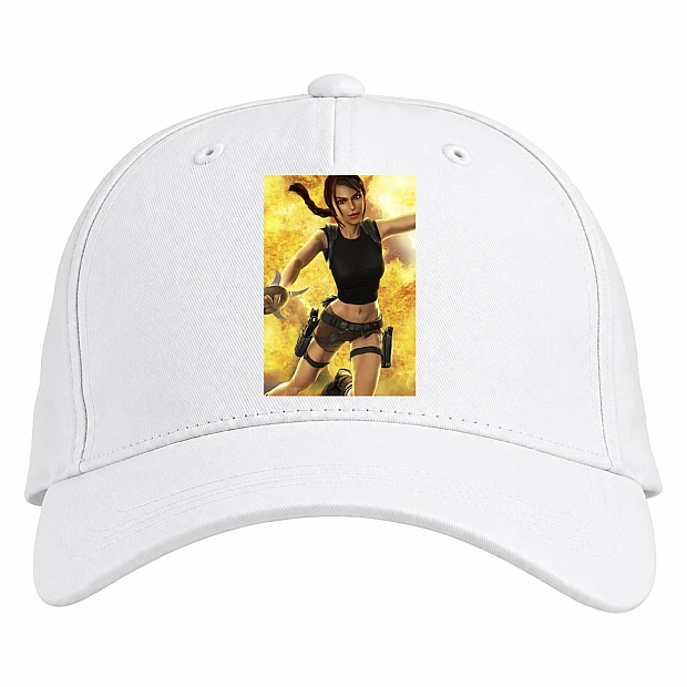 Baseball cap with Print Tomb Raider Explosion Lara Croft - white