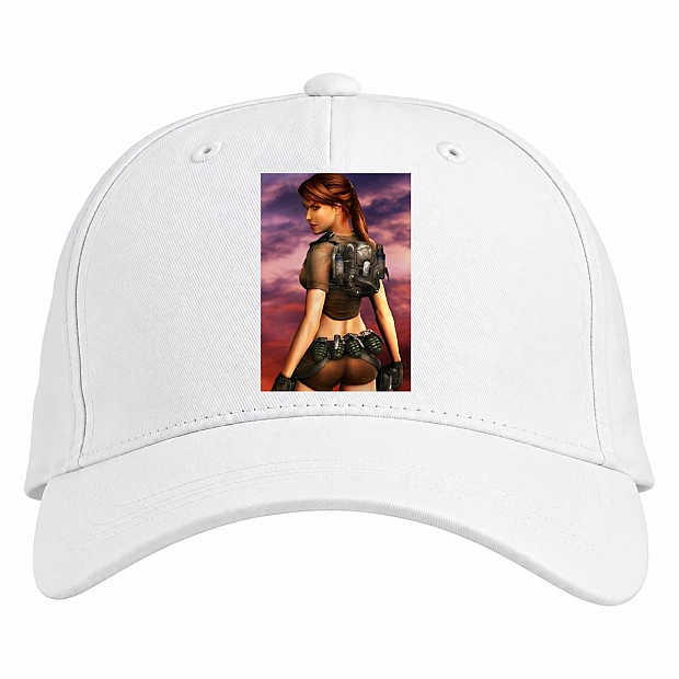 Baseball cap with Print Tomb Raider Hero Lara Croft - white