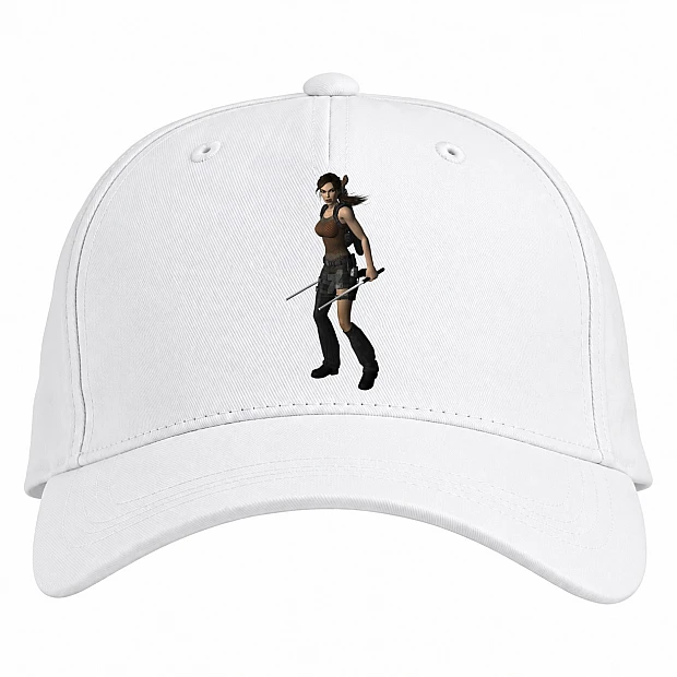 Baseball cap with Print Tomb Raider Powerful Hero Lara Croft - white