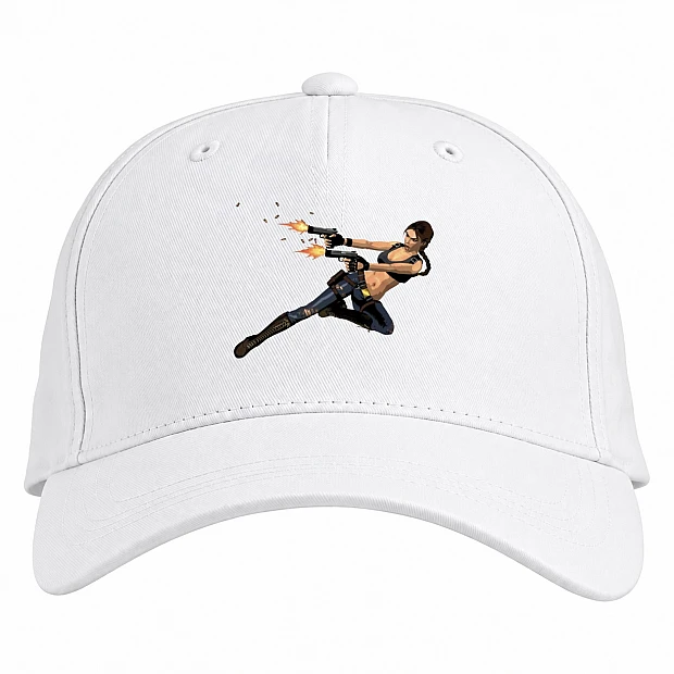 Baseball cap with Print Tomb Raider Lara Croft With Guns - white