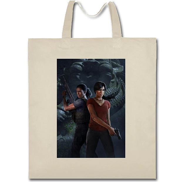 Eco bag with print Uncharted Heroes Print - beige