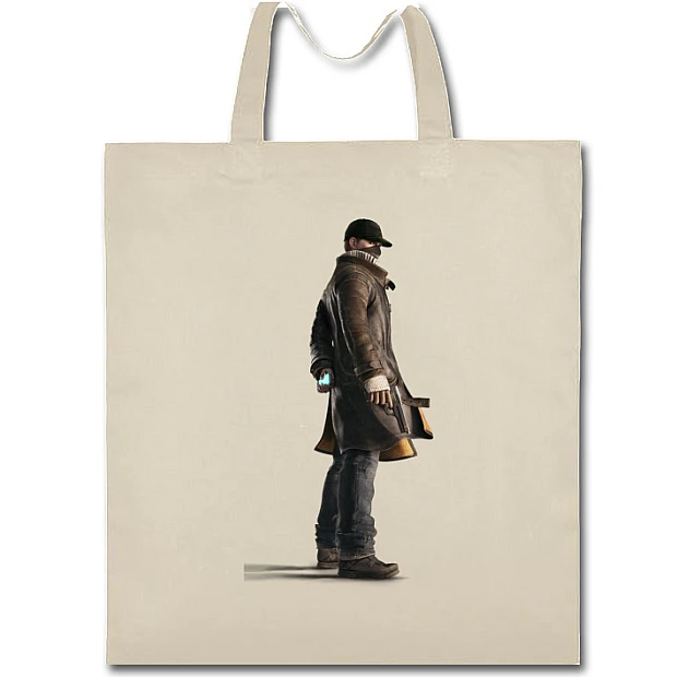 Eco bag with print Watch Dogs Man Hero - beige