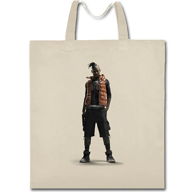 Eco bag with print Watch Dogs Man Hero Print - beige