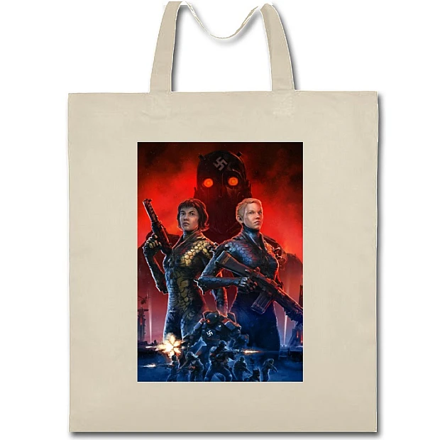 Eco bag with print Wolfenstein Universe Print - beige