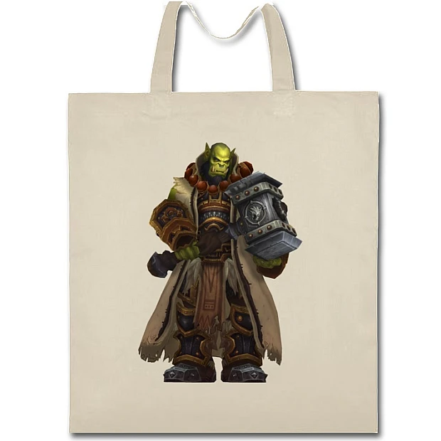 Eco bag with print World Of Warcraft Warrior - beige