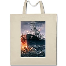 Eco bag with print World Of Warships Theme - beige