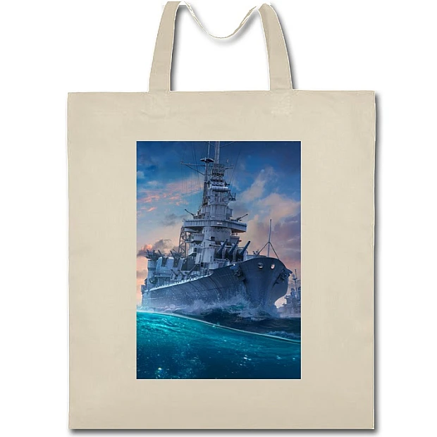Eco bag with print World Of Warships Boat Print - beige