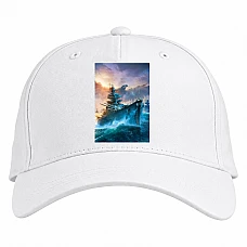 Baseball cap with Print World Of Warships Theme Boat Print - white