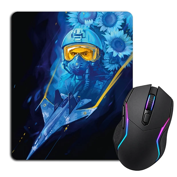 Mouse pad with print The ghost of Kiev in the sunflowers