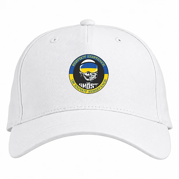 Baseball cap with Print The ghost of Kiev symbol - white