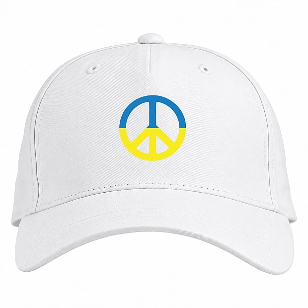 Baseball cap with Print Ukraine Sign of peace - white