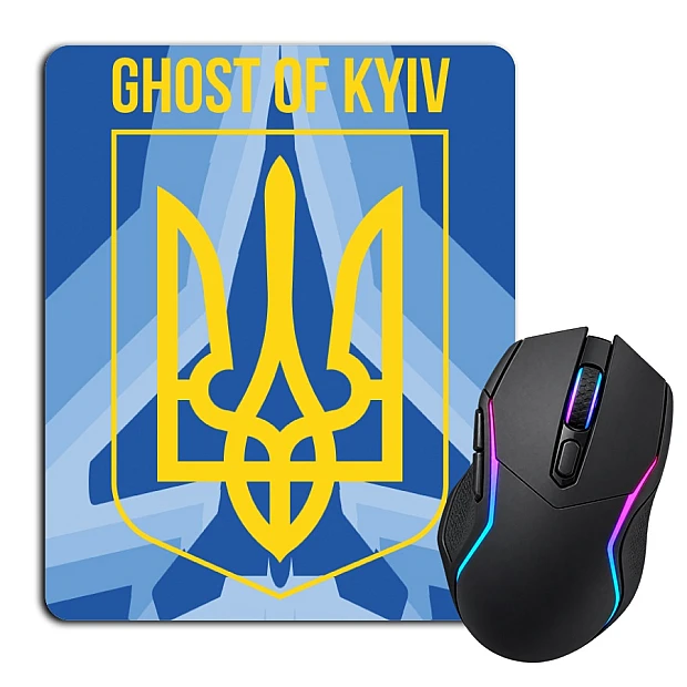 Mouse pad with print Coat of arms of Ukraine Hero Ghost of Kiev