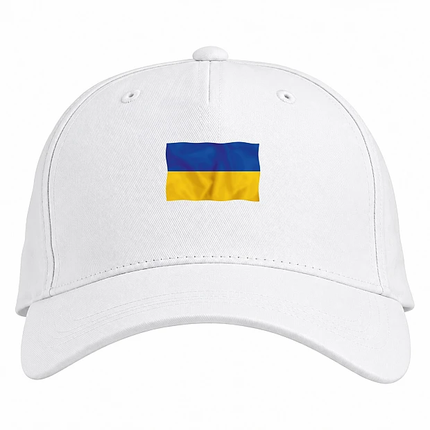 Кепка з принтом Державний Прапор України - біла