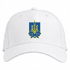 Baseball cap with Print Coat of arms of Ukraine Ghost of Kyiv Hero - white