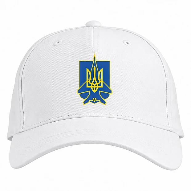Кепка з принтом Герб України Привид Києва Герой - біла
