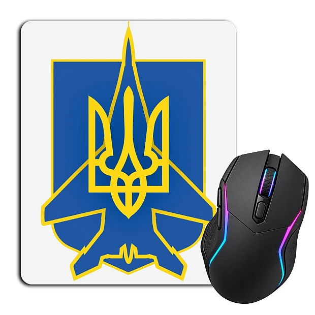 Mouse pad with print Coat of arms of Ukraine Ghost of Kyiv Hero
