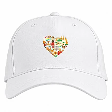 Baseball cap with Print Ukraine Heart with Ukrainian symbols - white