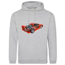Hoodie with Print Skeleton Avto 10 - 2XL grey