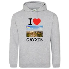 Худі з принтом Обухів - 2XL сірий