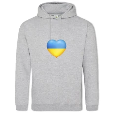 Hoodie with Print Heart Flag Of Ukraine - 2XL grey