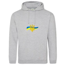 Hoodie with Print Coat Of Arms And Flag Of Ukraine - 2XL grey