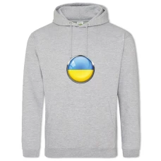 Hoodie with Print Round Ukraine Flag - 2XL grey