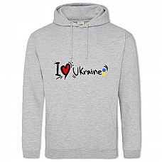 Худи с принтом Я Люблю Украину 2 - 2XL серый