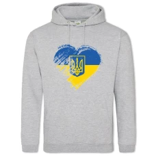 Hoodie with Print Heart Of Ukraine And Coat Of Arms - 2XL grey