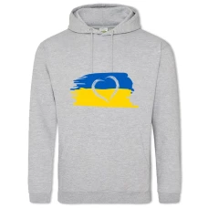 Hoodie with Print Heart Flag Of Ukraine 2 - 2XL grey