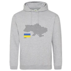 Hoodie with Print Map I Flag Ukraine - 2XL grey